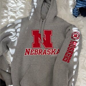 Vintage J. America Gray and Nebraska Hoodie